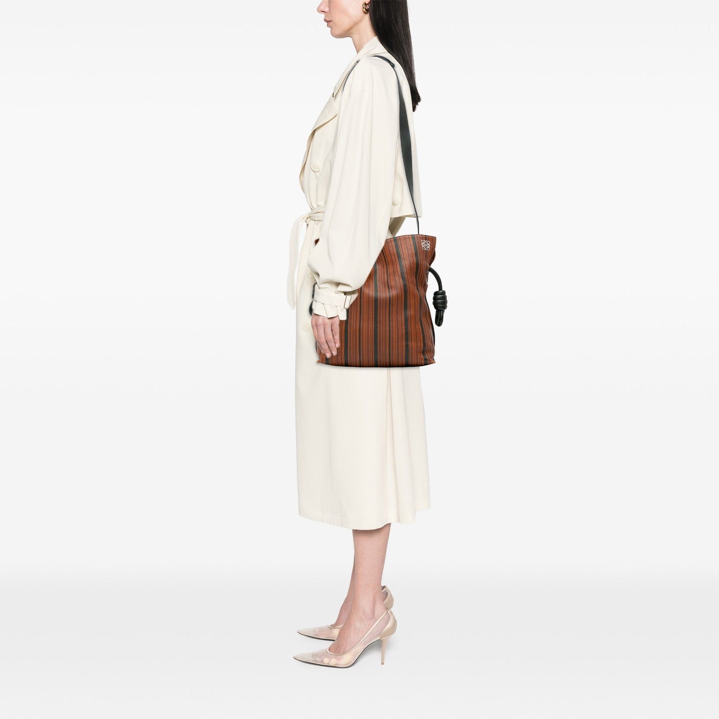 LOEWE Medium Striped Leather Flamenco Knot Tote