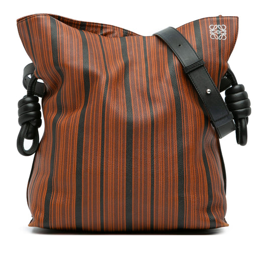 LOEWE Medium Striped Leather Flamenco Knot Tote