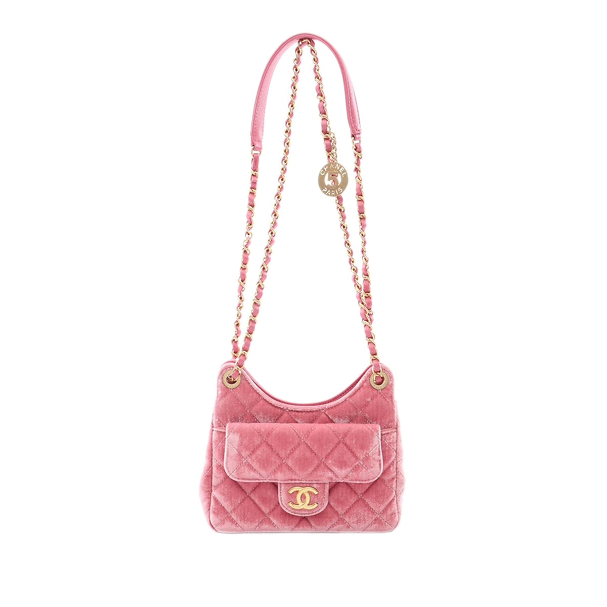 Chanel Small Quilted Velvet Wavy CC Hobo