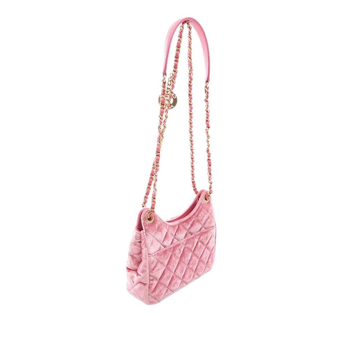 Chanel Small Quilted Velvet Wavy CC Hobo