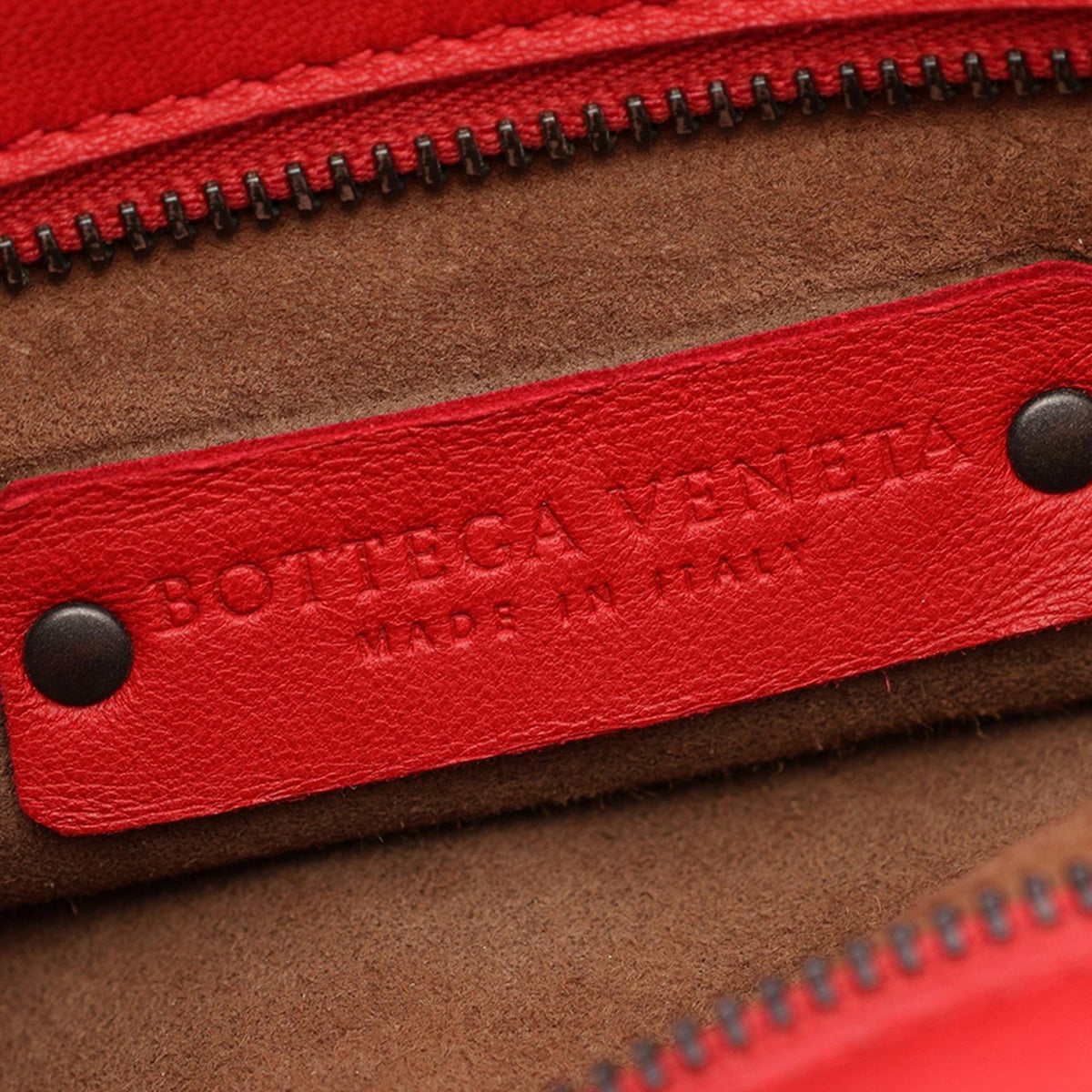 Bottega Veneta Nappa Intrecciato Satchel — Red