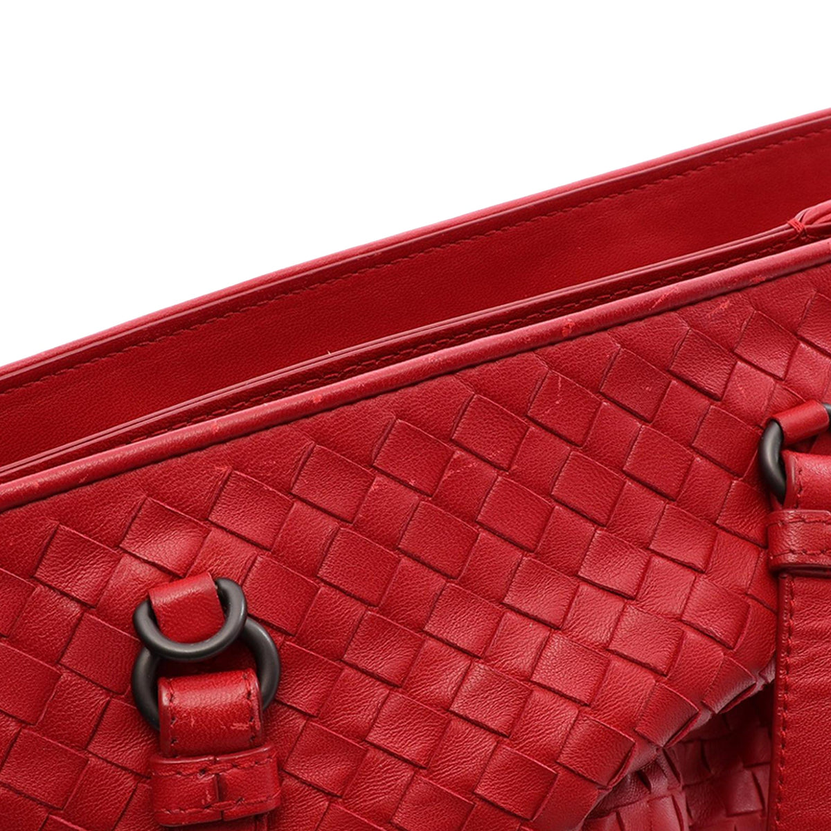 Bottega Veneta Nappa Intrecciato Satchel — Red