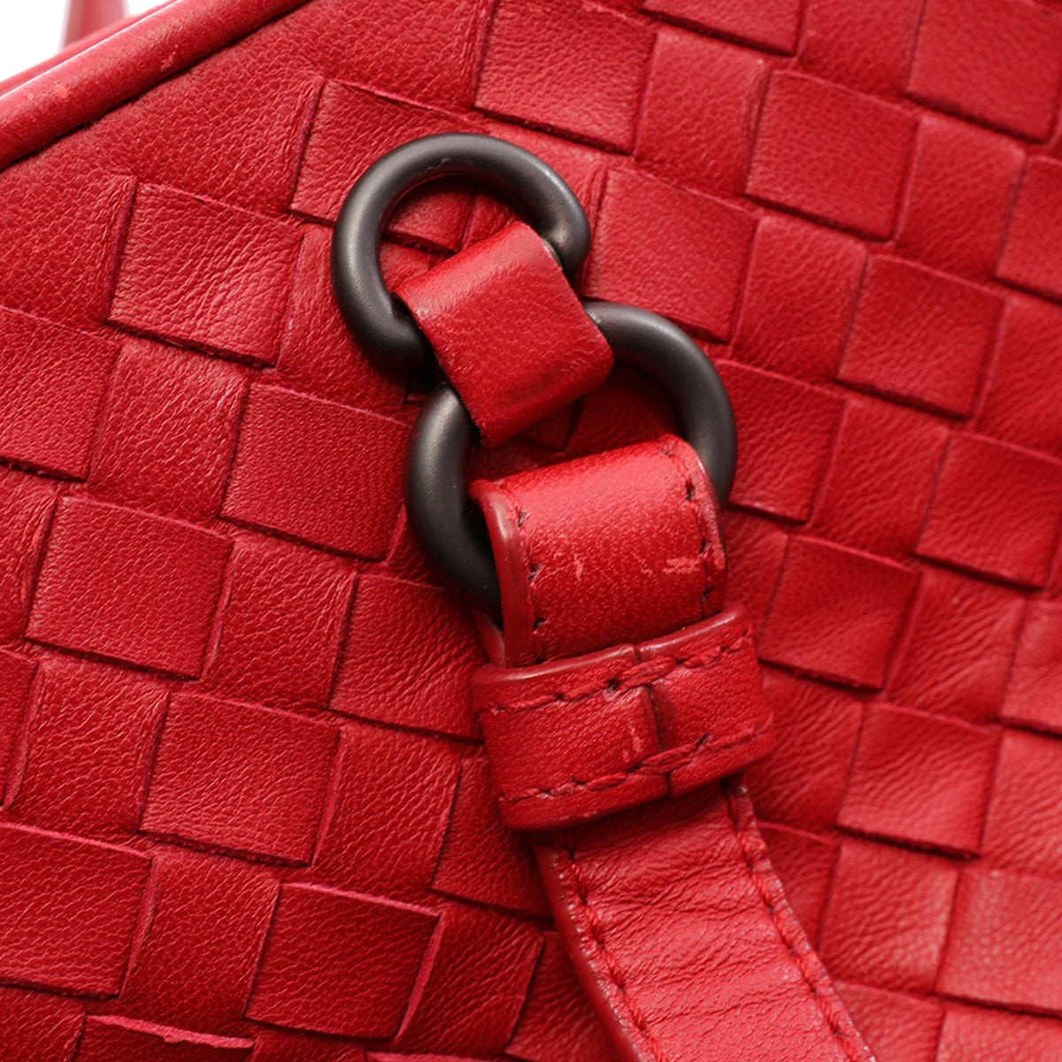 Bottega Veneta Nappa Intrecciato Satchel — Red