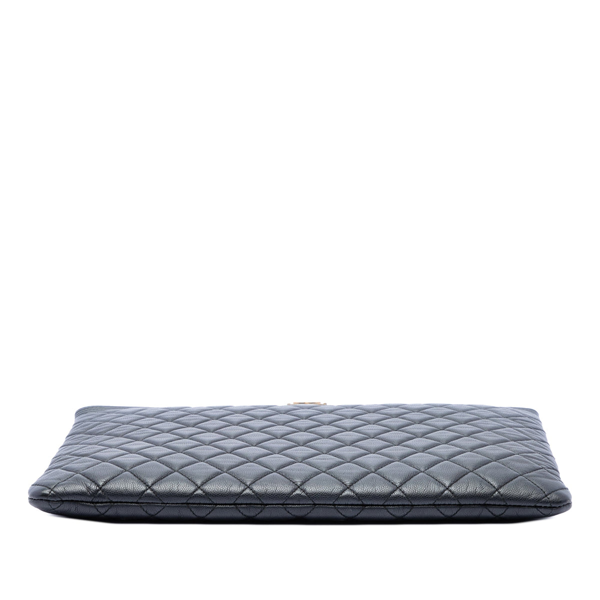 Chanel Large Quilted Caviar Boy O Case Clutch — Black