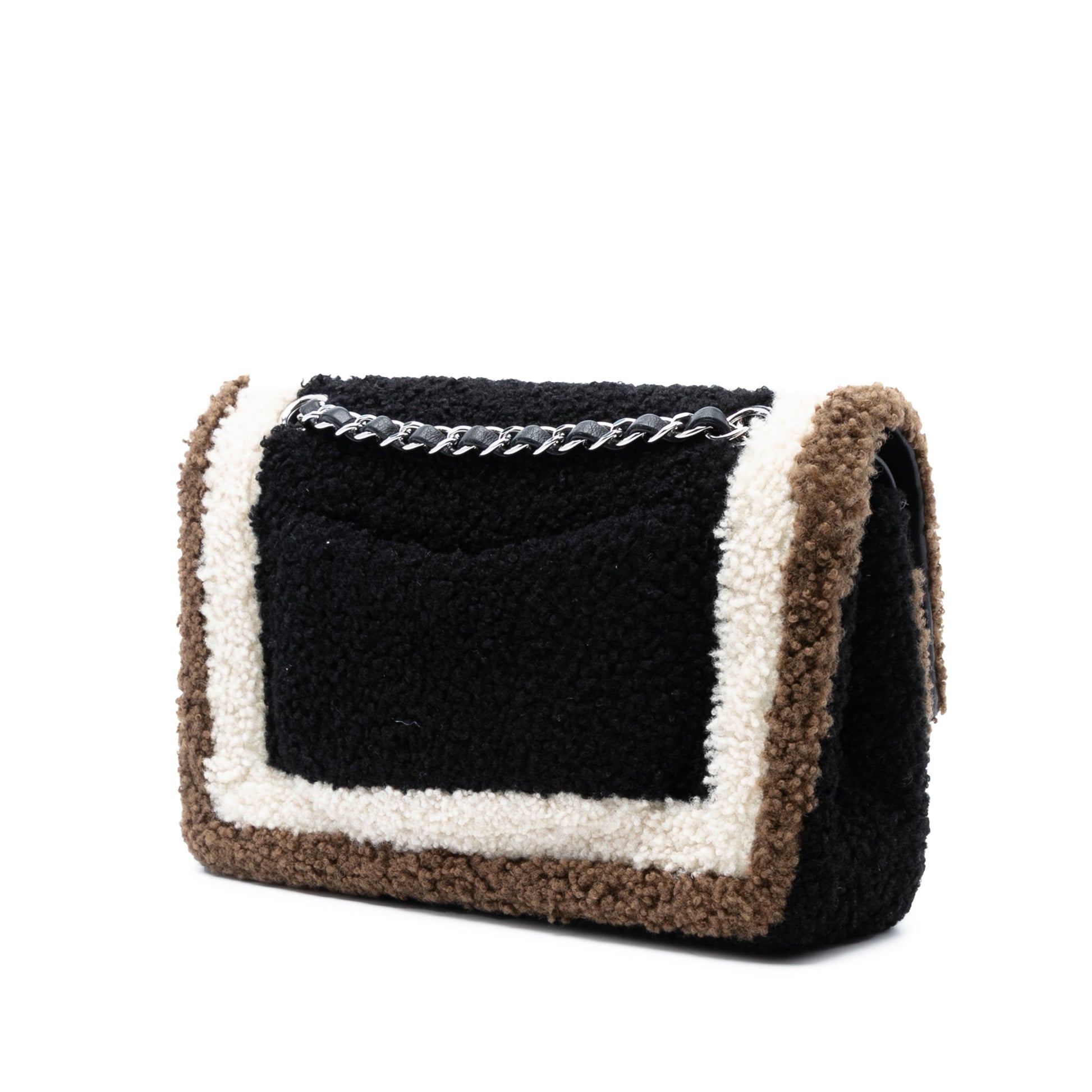 Chanel Medium Classic Tricolor Shearling Double Flap