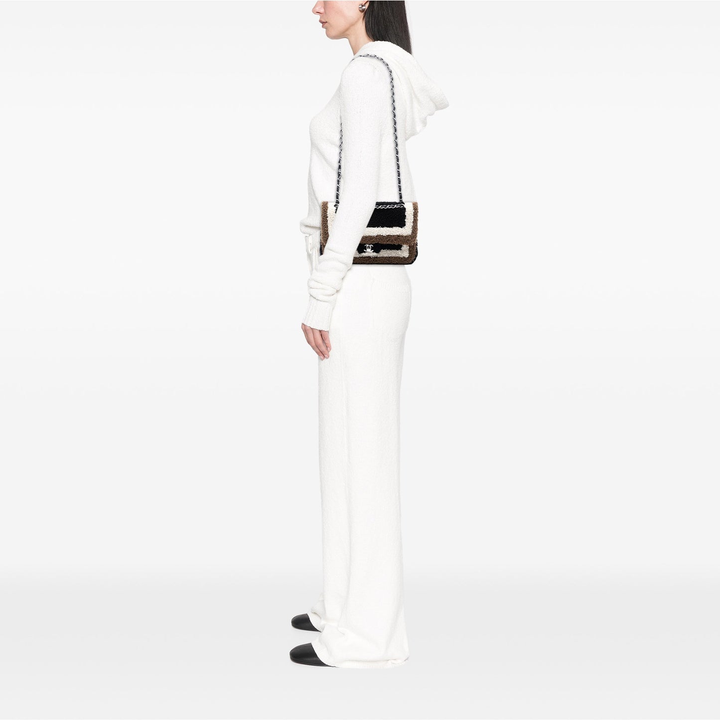 Chanel Medium Classic Tricolor Shearling Double Flap
