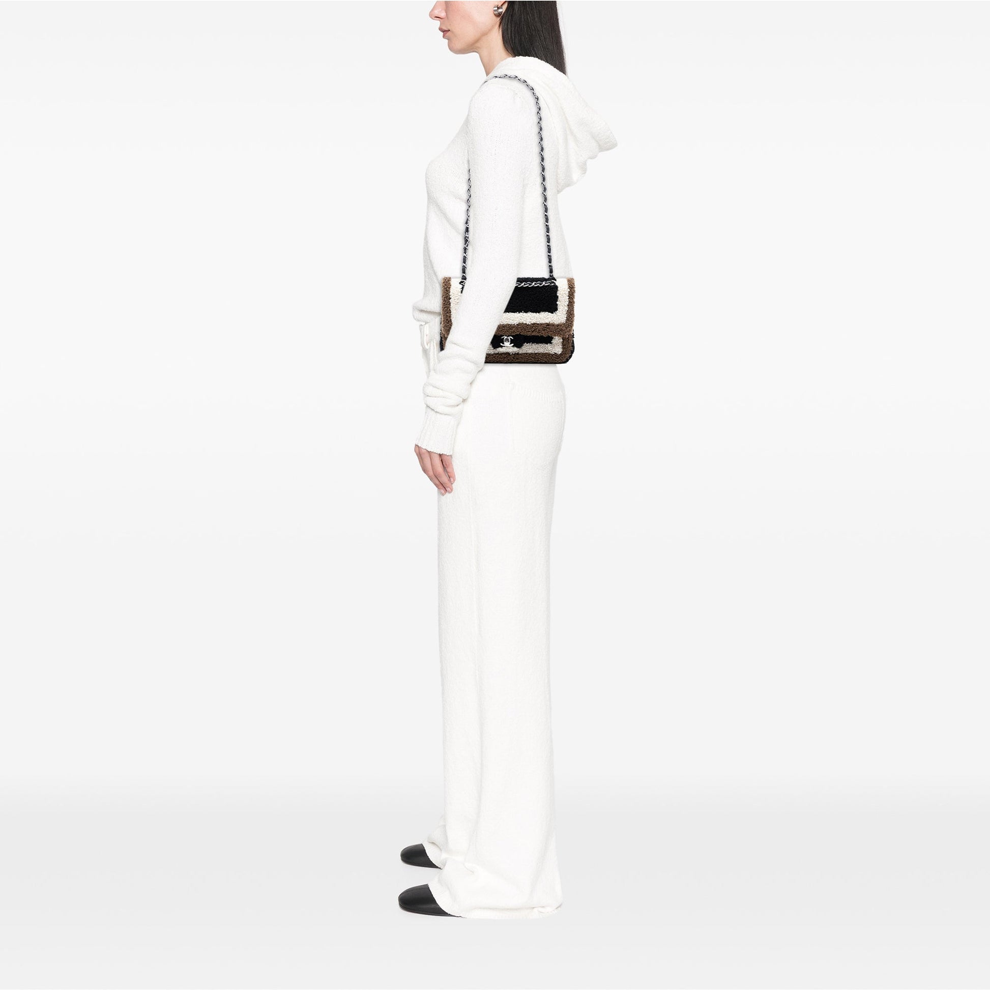 Chanel Medium Classic Tricolor Shearling Double Flap
