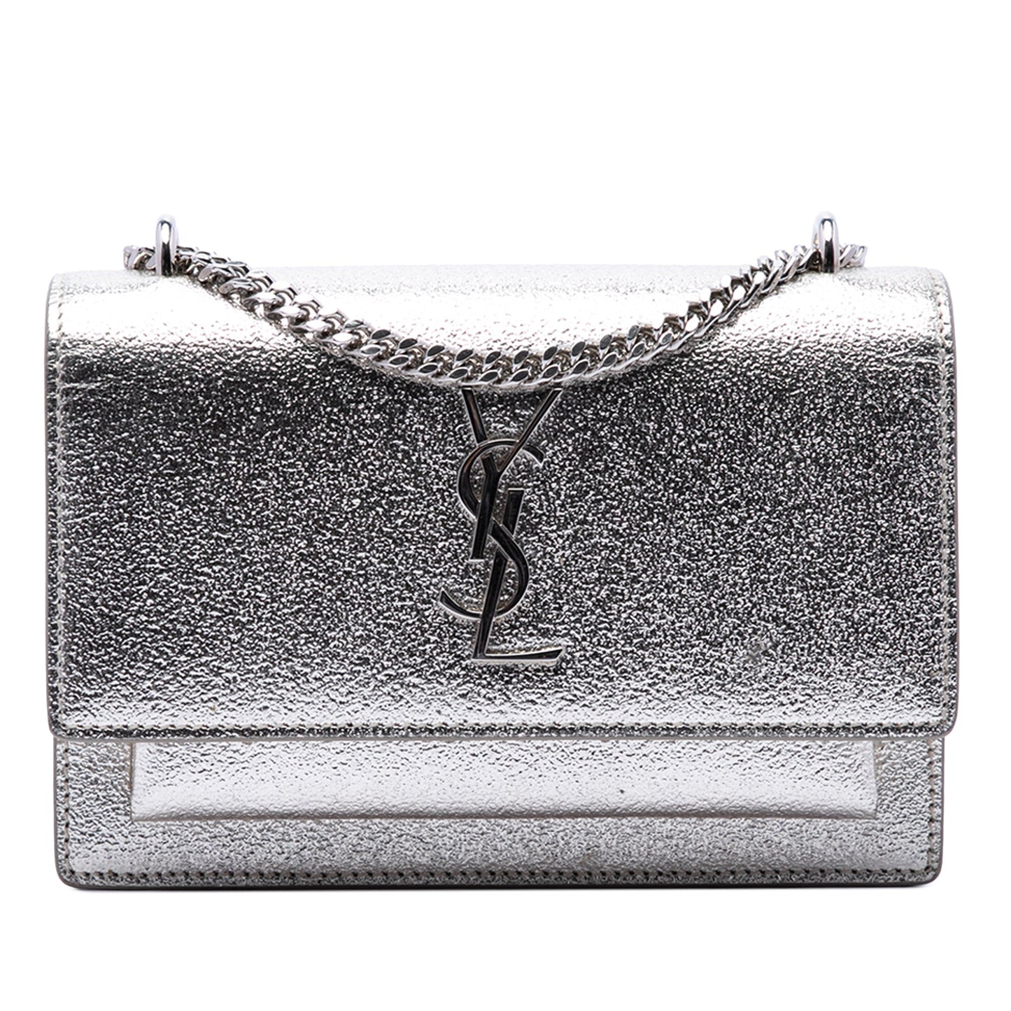 Saint Laurent Mini Metallic Calfskin Monogram Sunset Wallet on Chain