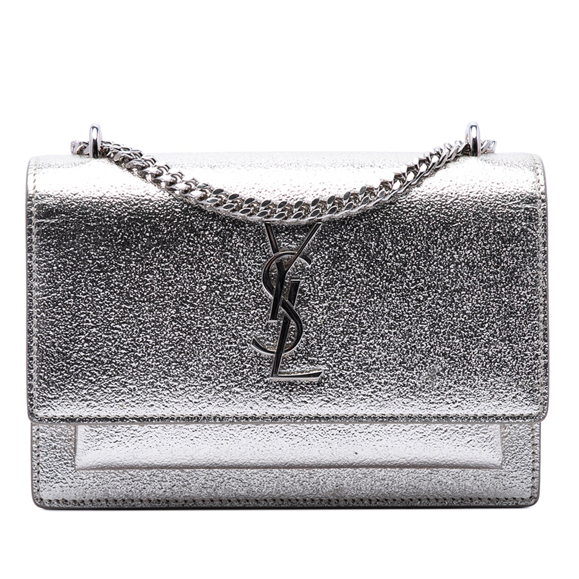 Saint Laurent Mini Metallic Calfskin Monogram Sunset Wallet on Chain