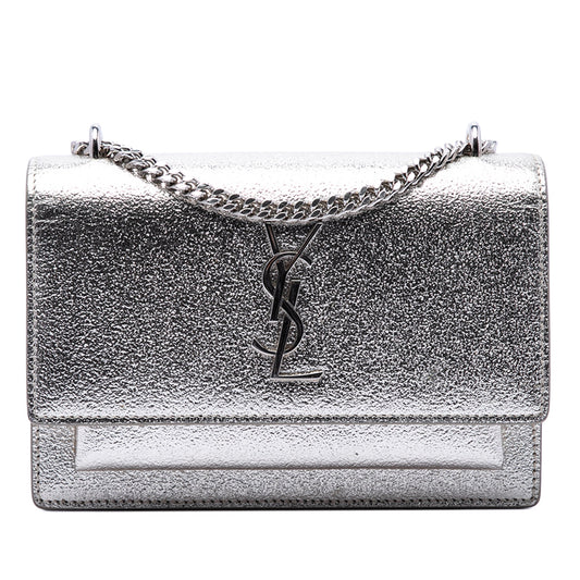 Saint Laurent Mini Metallic Calfskin Monogram Sunset Wallet on Chain