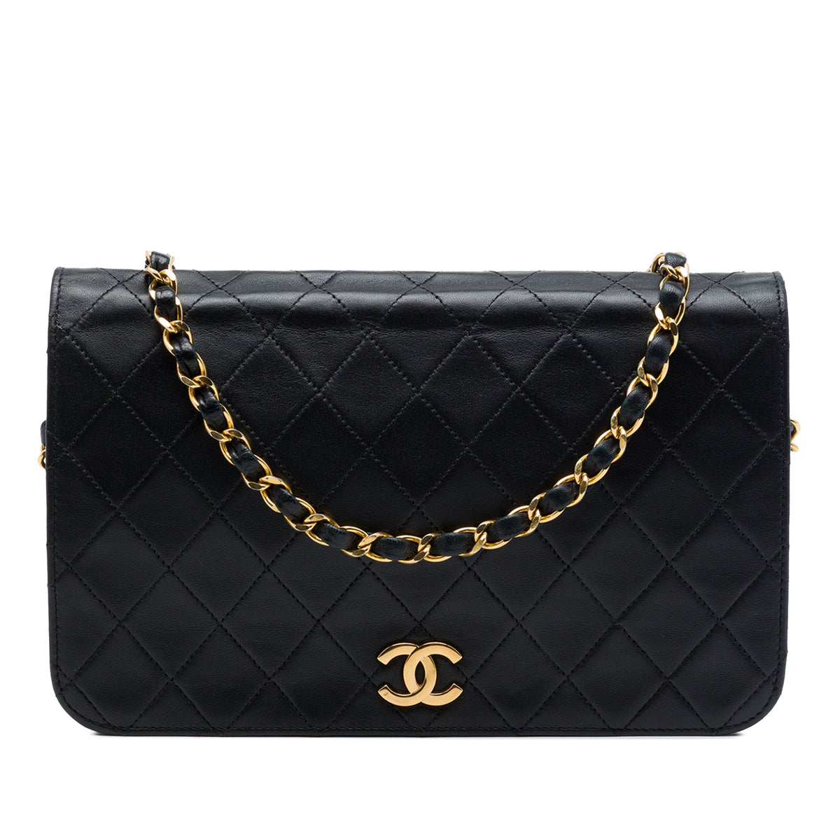 Chanel CC Quilted Lambskin Full Single Flap — Black