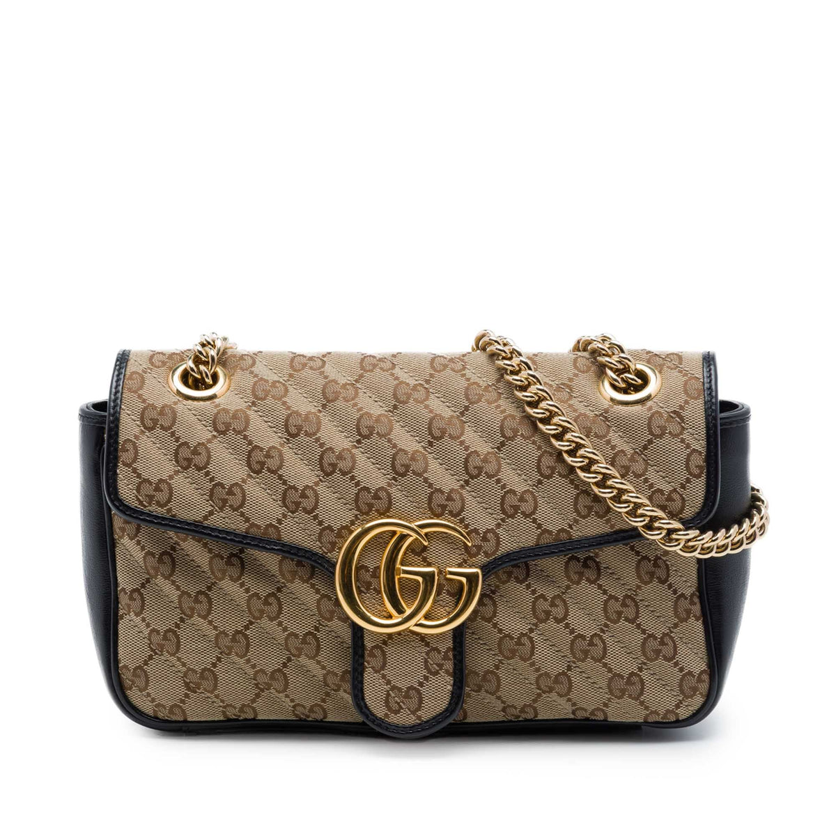 Gucci Medium GG Marmont Matelasse Diagonal GG Canvas Shoulder Bag — Beige