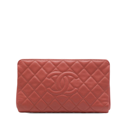Chanel CC Quilted Caviar Frame Clutch — Pink