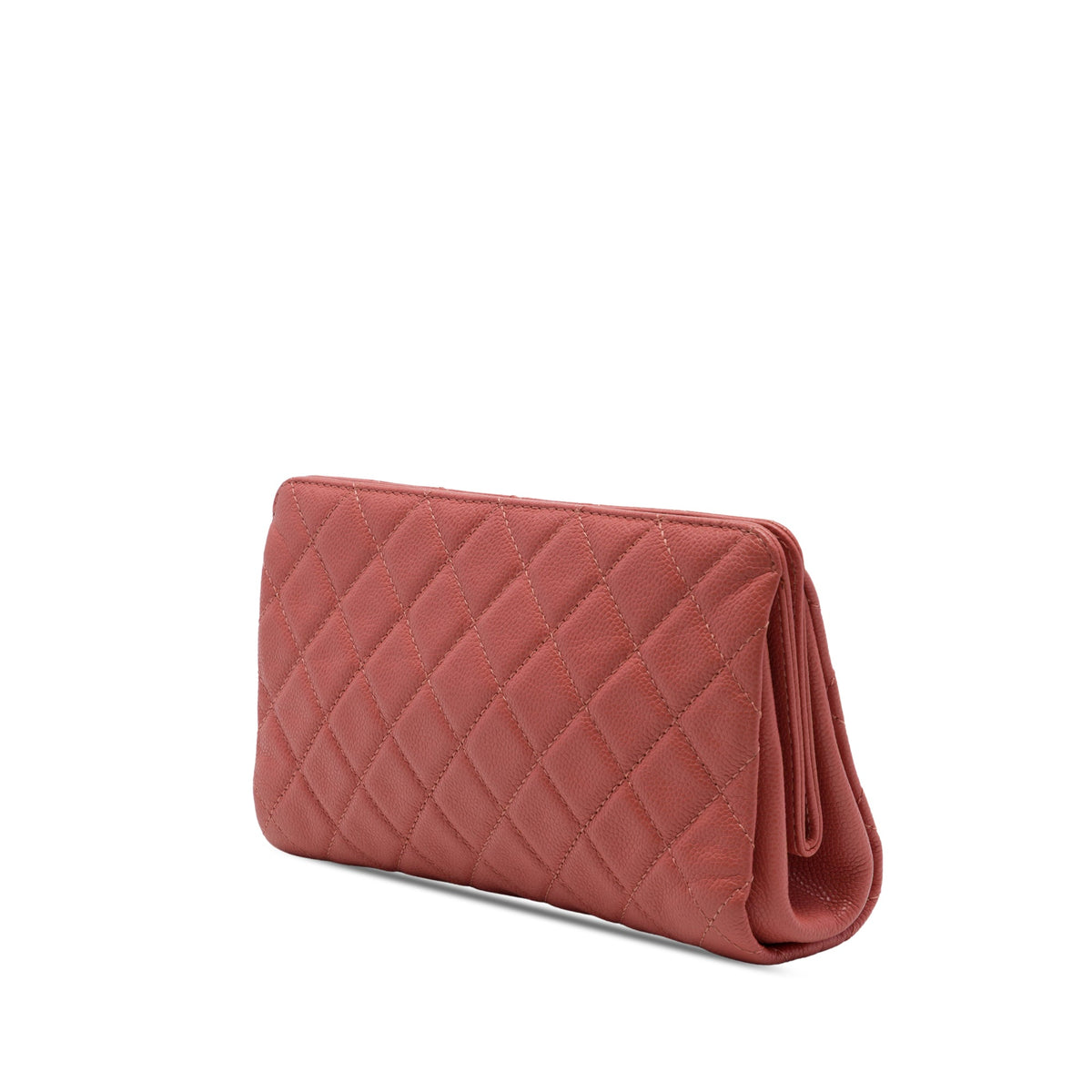 Chanel CC Quilted Caviar Frame Clutch — Pink