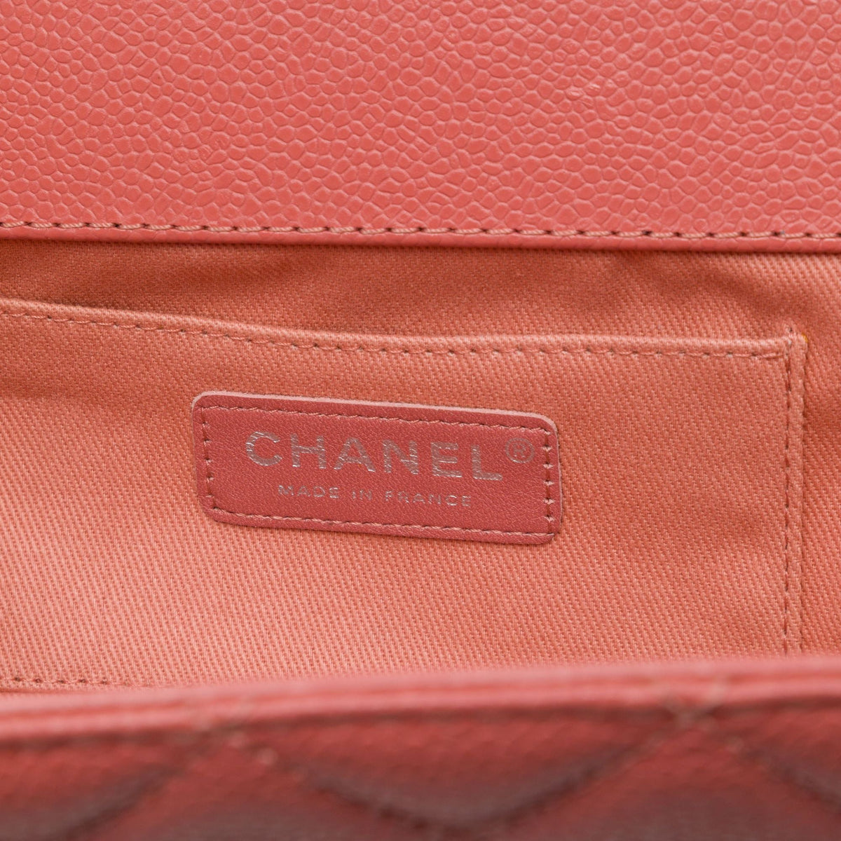 Chanel CC Quilted Caviar Frame Clutch — Pink