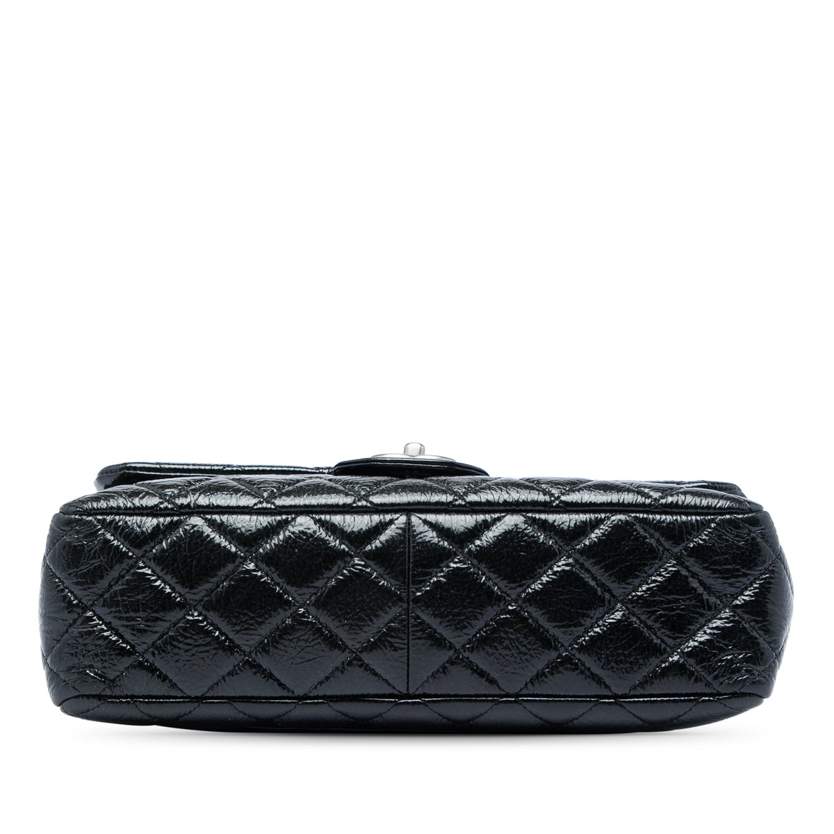 Chanel Jumbo Classic Crinkled Patent Single Flap — Black