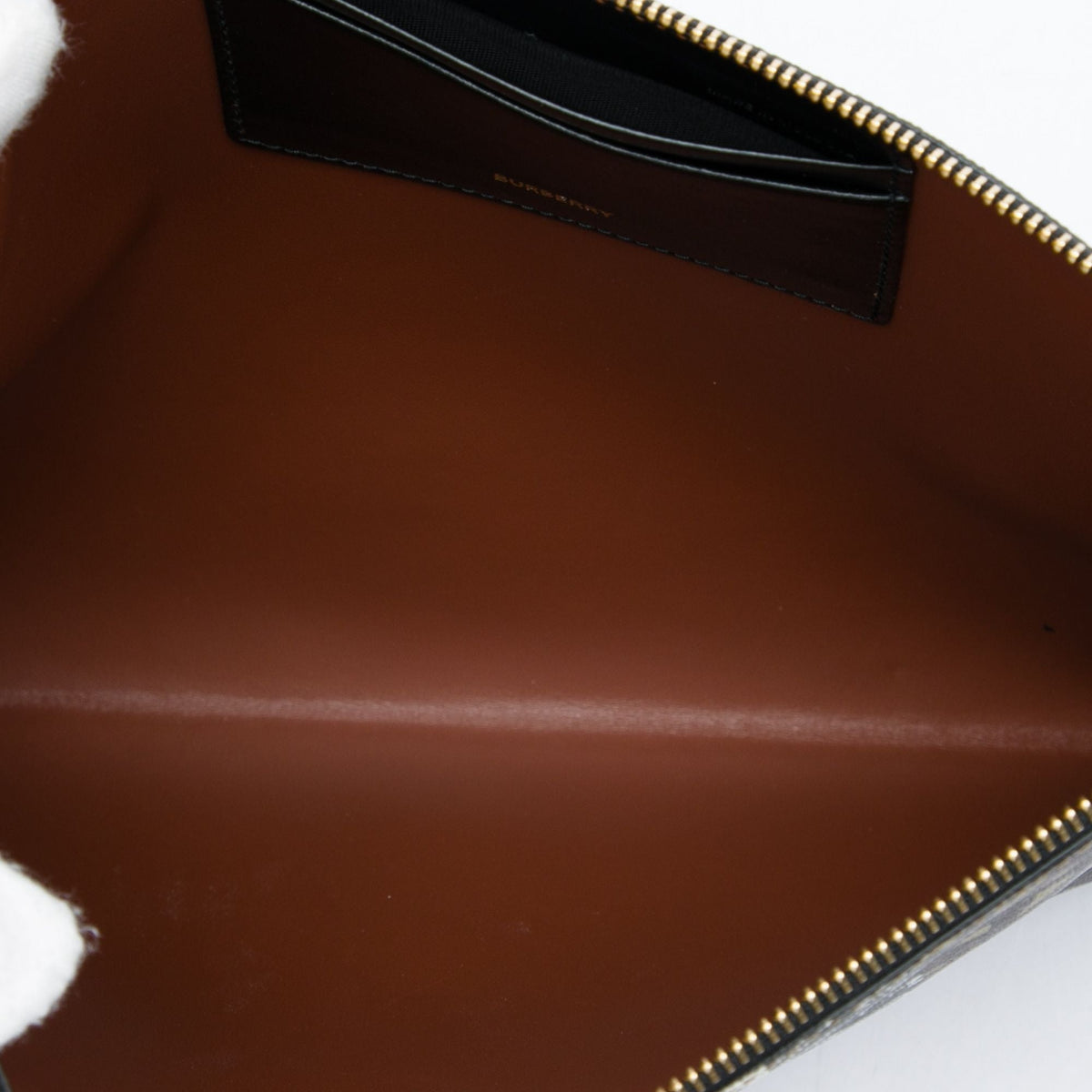 Burberry TB Monogram E Canvas Stripe Clutch — Brown