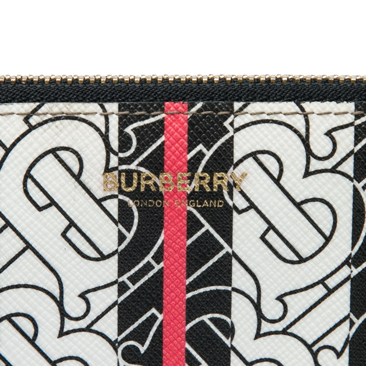 Burberry TB Monogram E Canvas Stripe Clutch — Brown