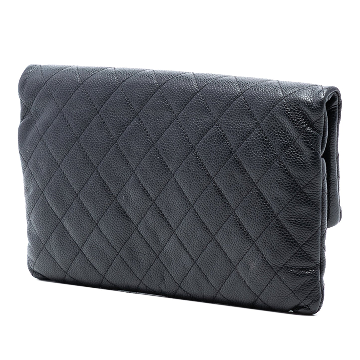 Chanel Quilted Caviar CC Beauty Foldover Clutch