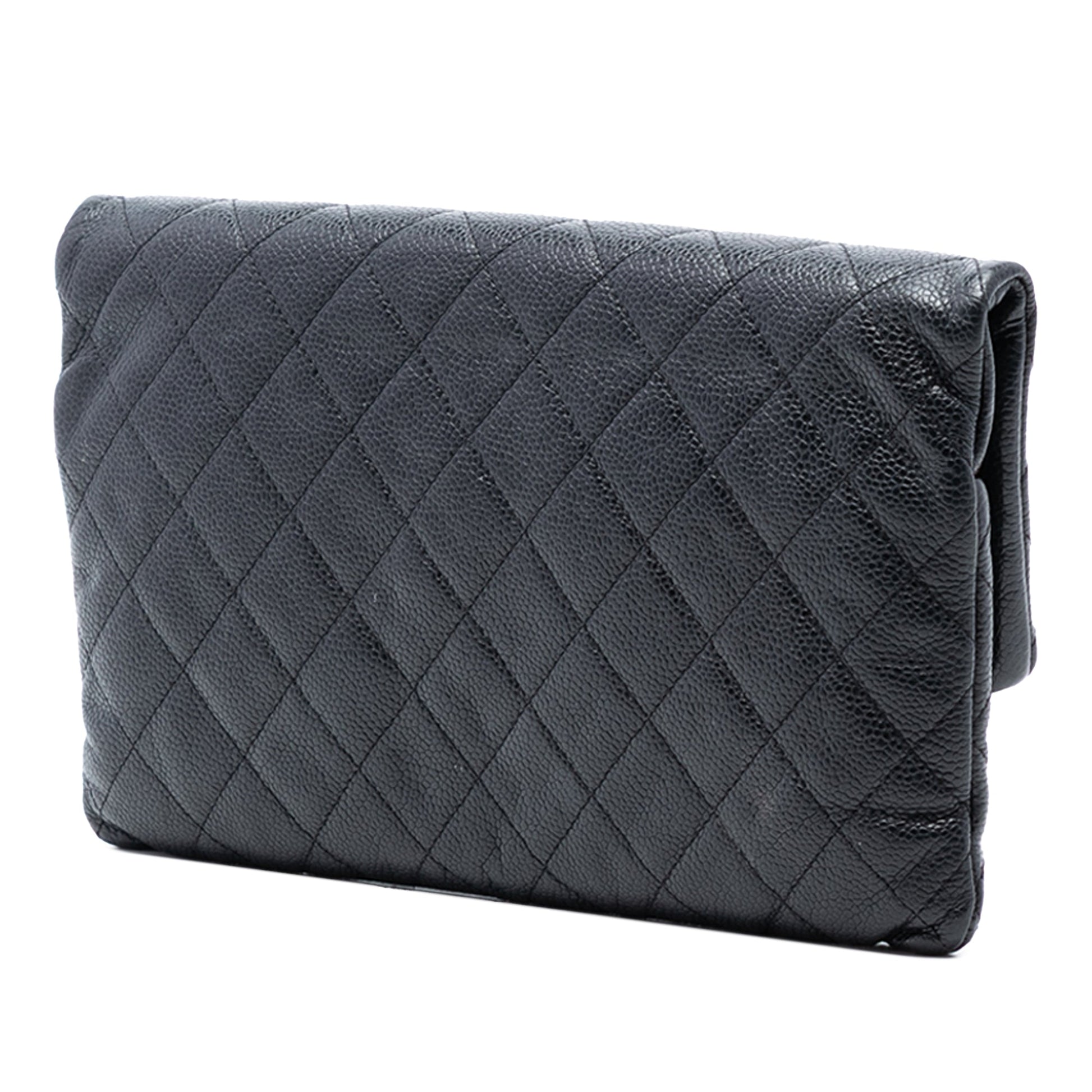 Chanel Quilted Caviar CC Beauty Foldover Clutch