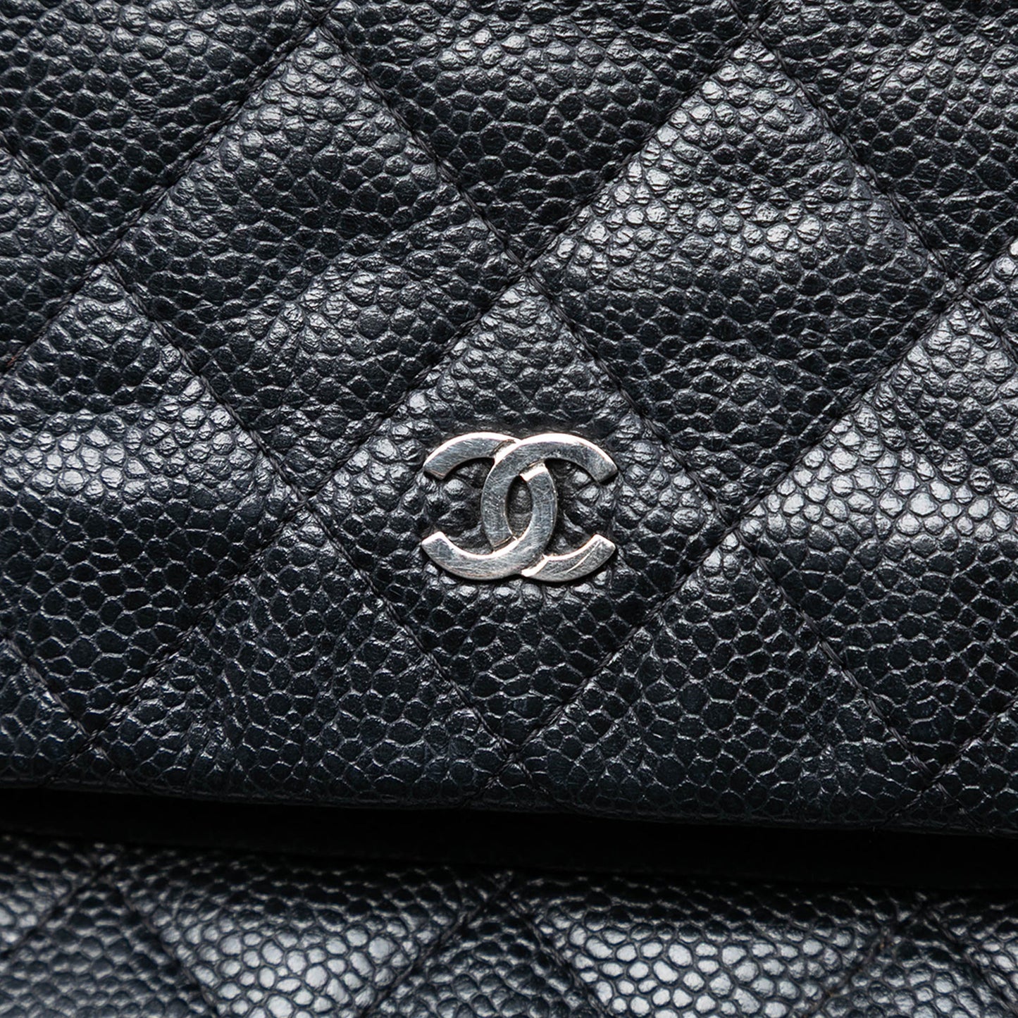 Chanel Quilted Caviar CC Beauty Foldover Clutch