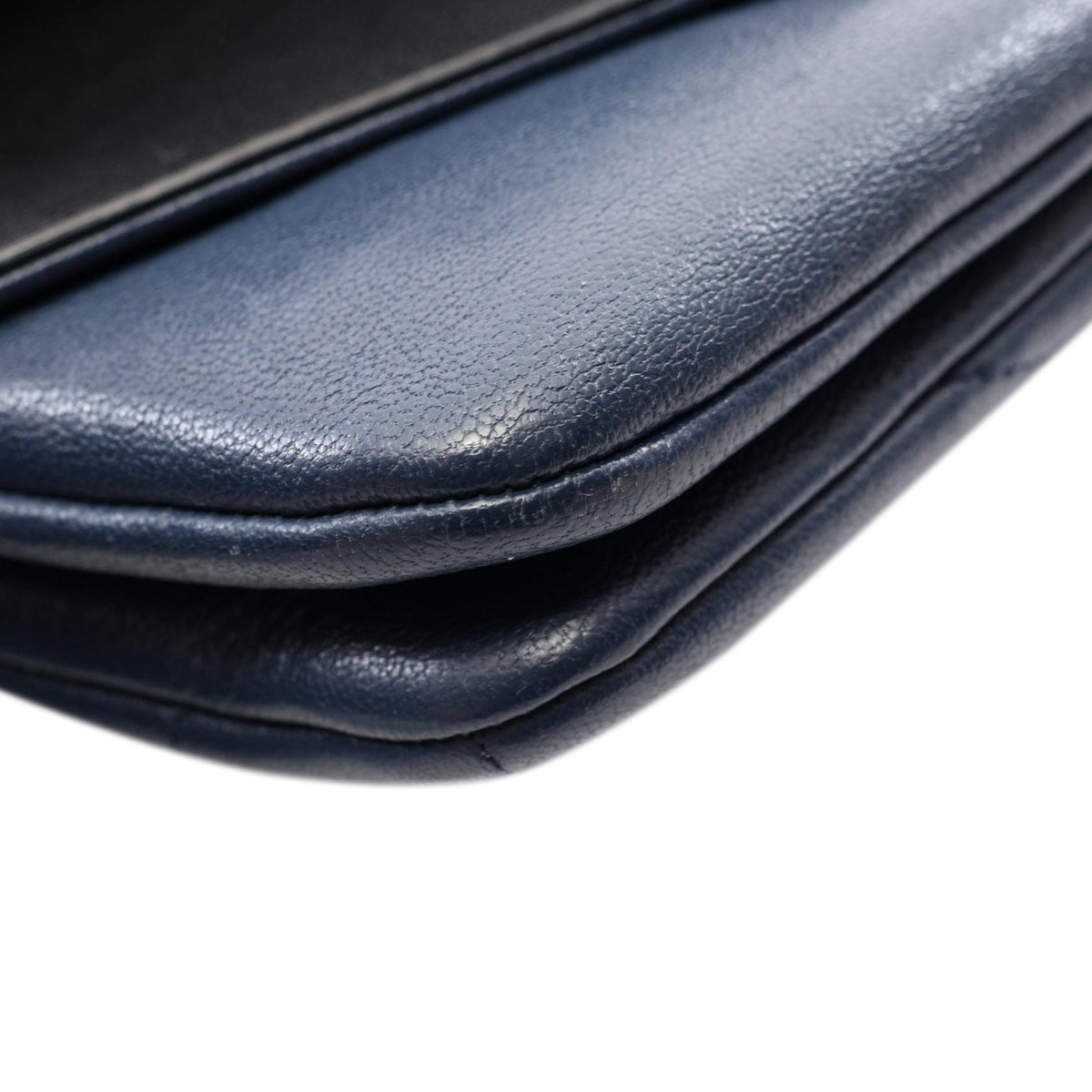 Chanel Chevron Calfskin Double Envelope Flap — Blue