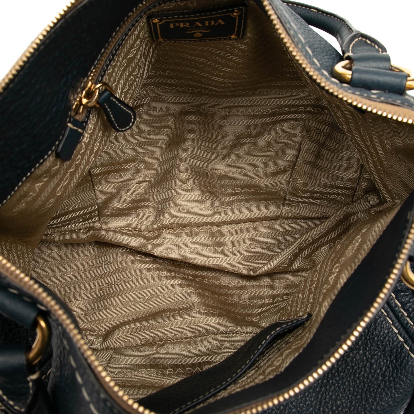 Prada Vitello Daino Zip Top Satchel