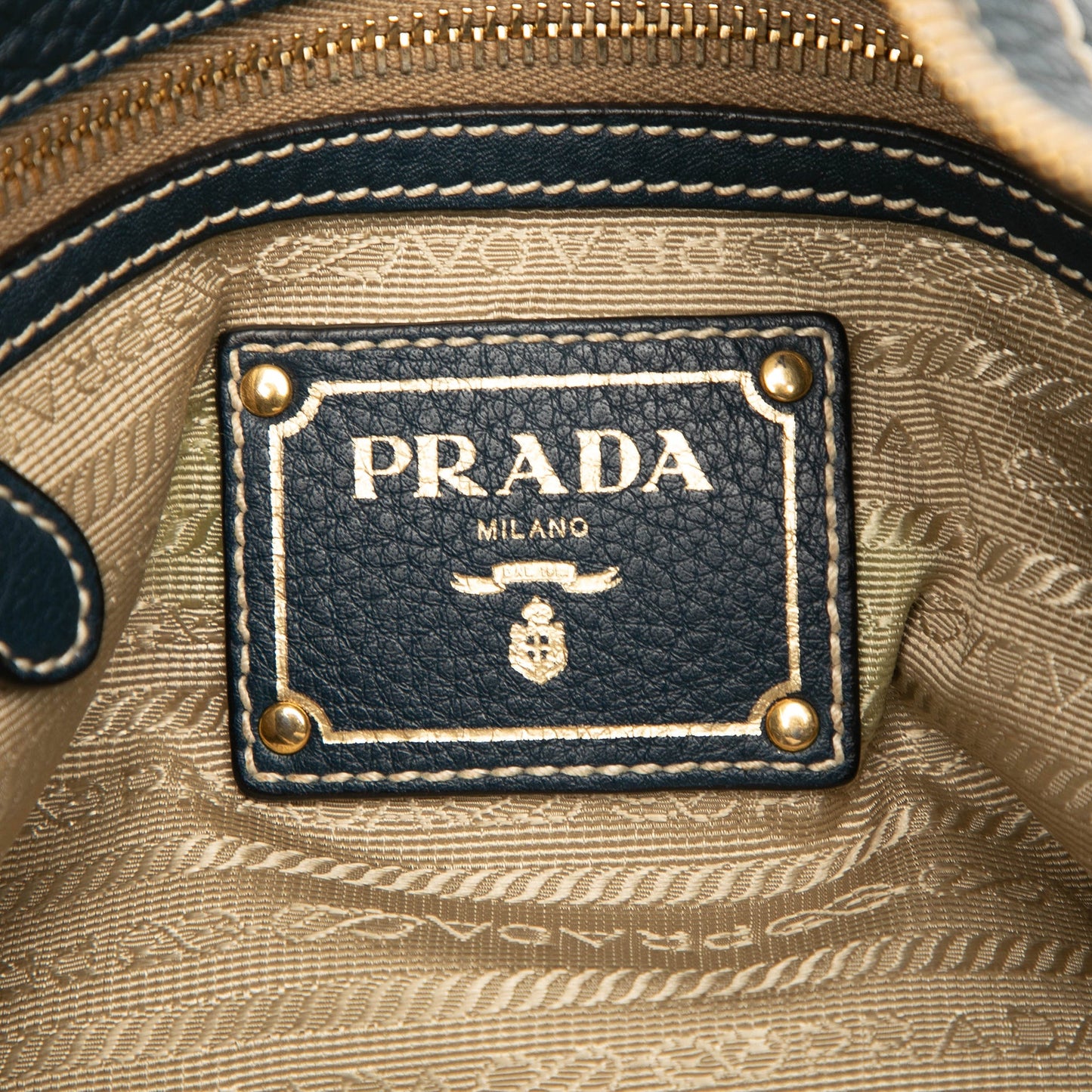 Prada Vitello Daino Zip Top Satchel