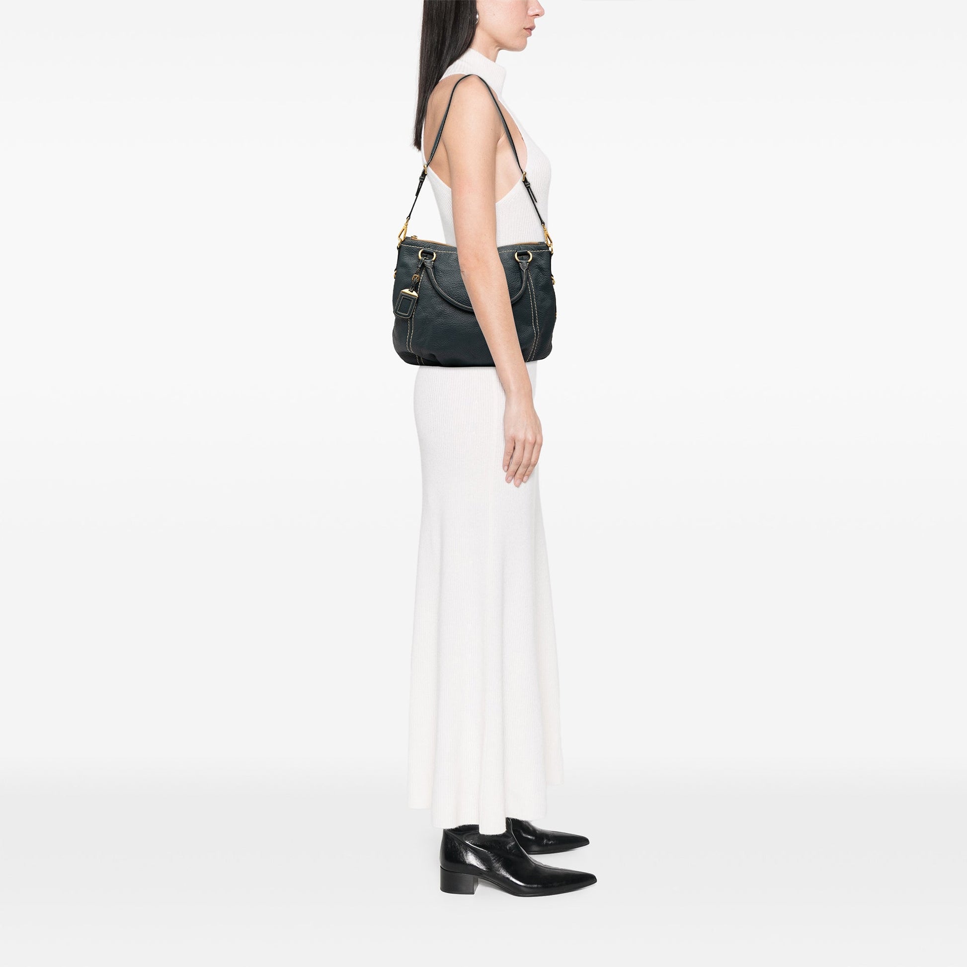 Prada Vitello Daino Zip Top Satchel