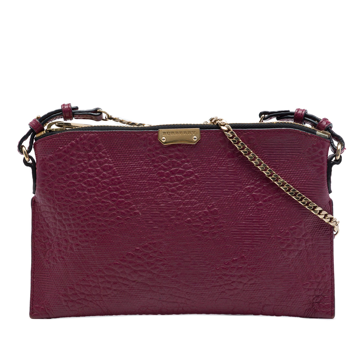 Burberry Grain Check Embossed Leather Peyton Crossbody