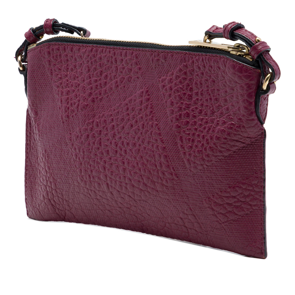 Burberry Grain Check Embossed Leather Peyton Crossbody
