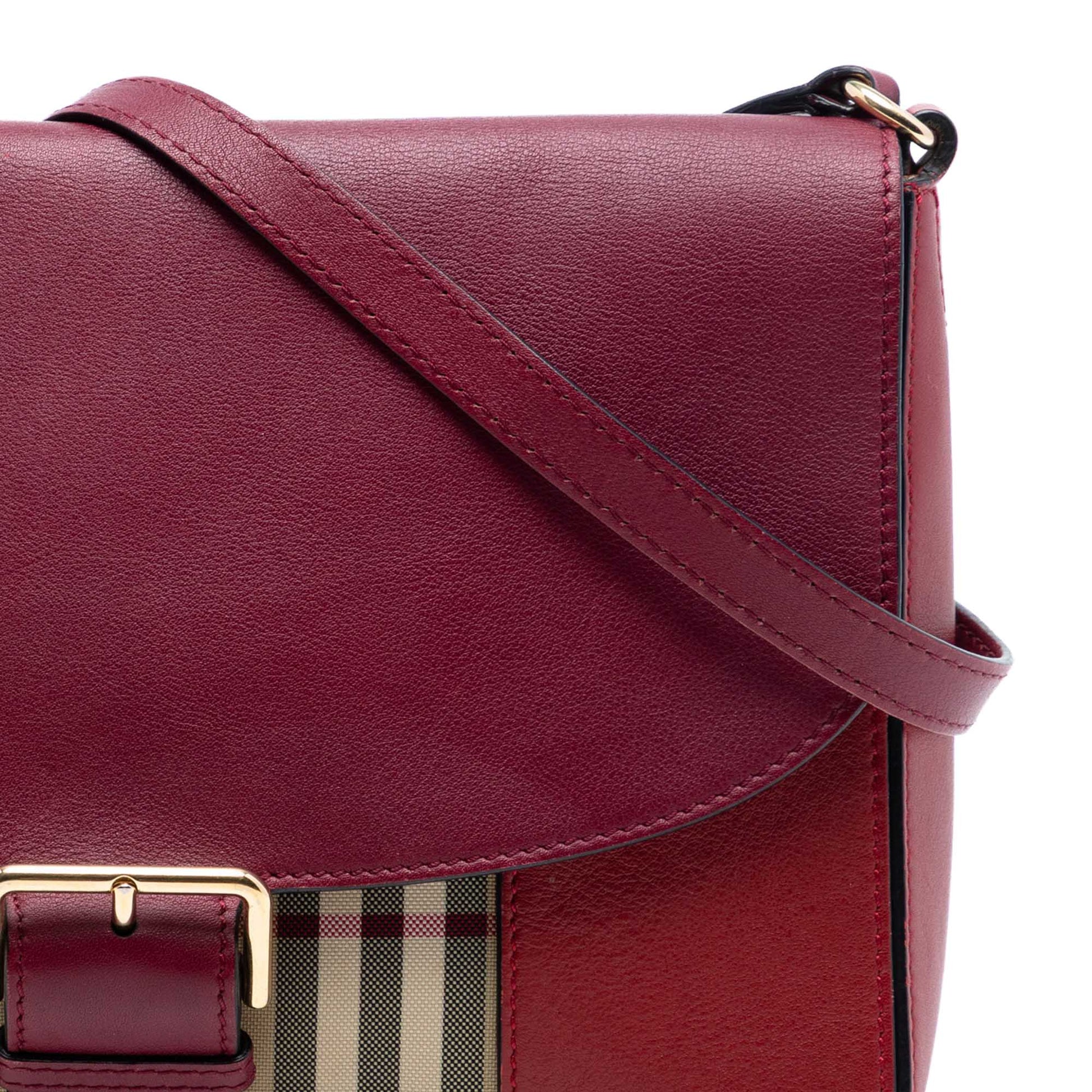 Burberry Small Bicolor Leather and House Check Dickens Crossbody