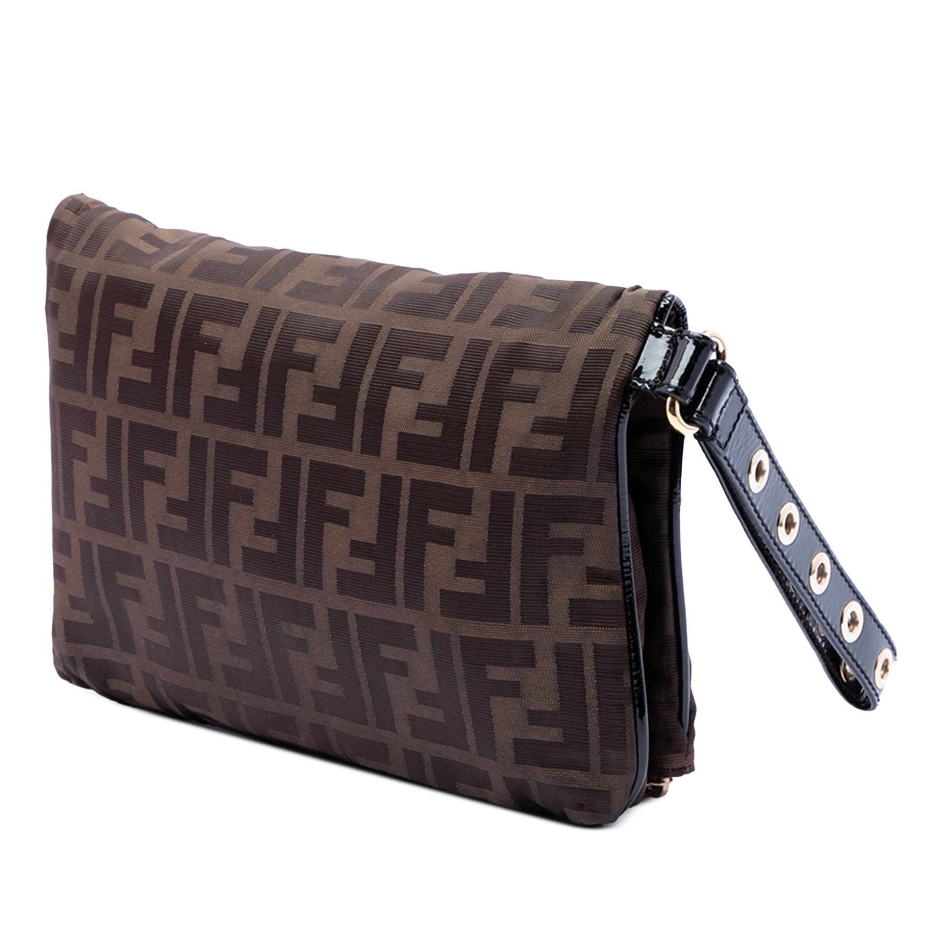 Fendi Zucca Canvas Flap Wristlet Clutch