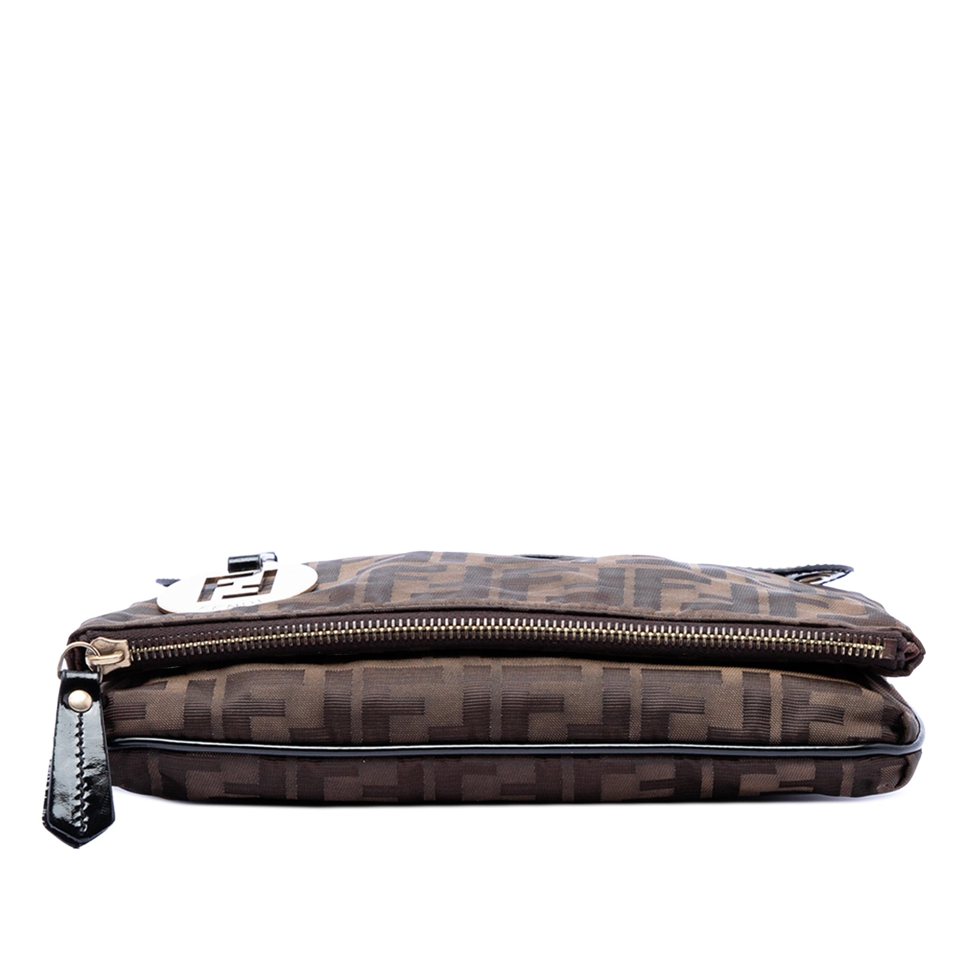 Fendi Zucca Canvas Flap Wristlet Clutch