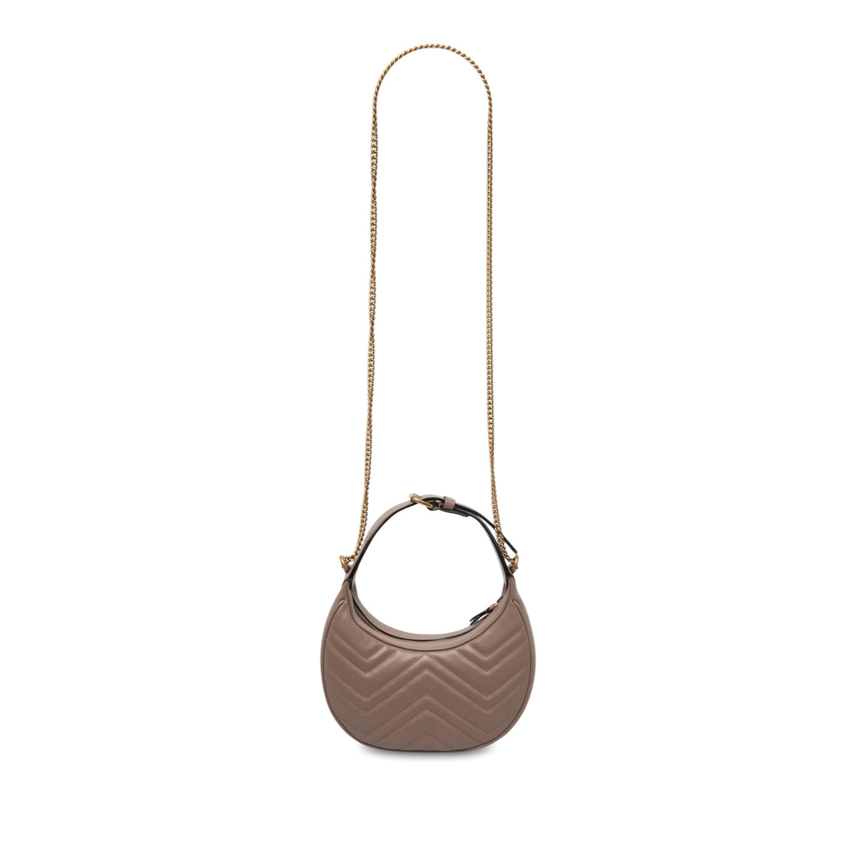 Gucci Mini GG Marmont Matelasse Calfskin Half Moon Bag — Brown