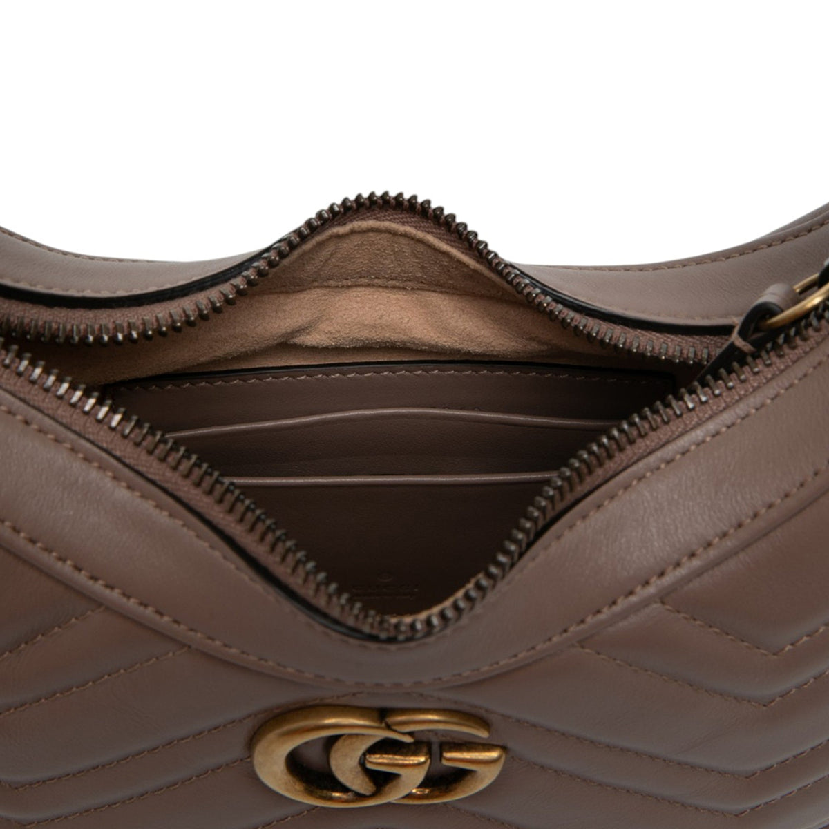 Gucci Mini GG Marmont Matelasse Calfskin Half Moon Bag — Brown