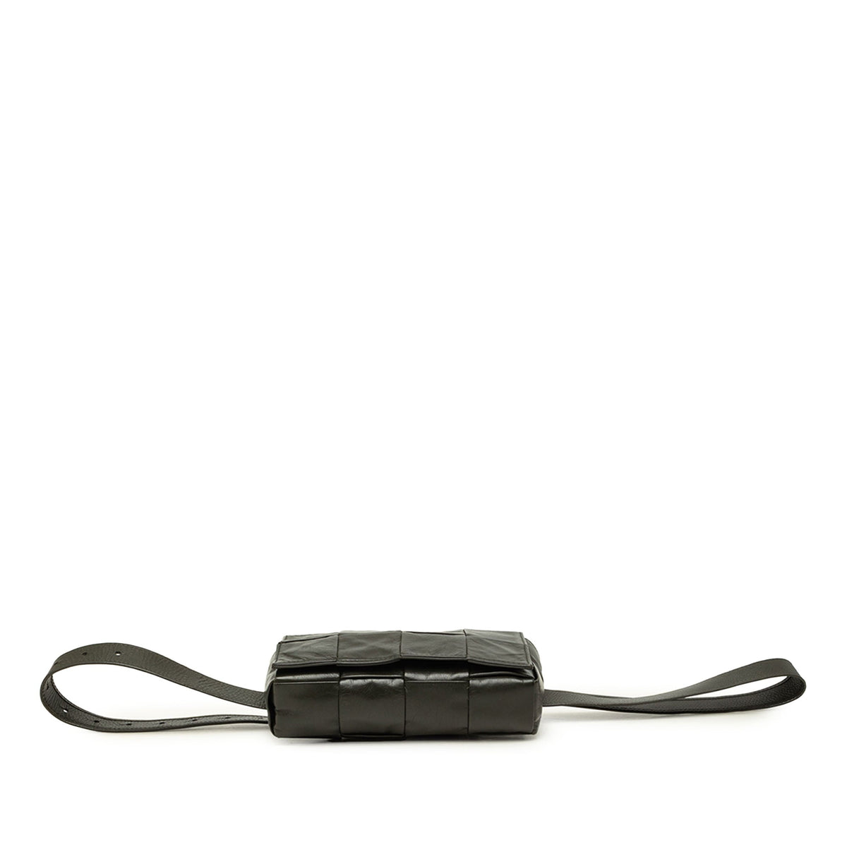 Bottega Veneta Paper Calfskin Intrecciato Cassette Belt Bag — Black