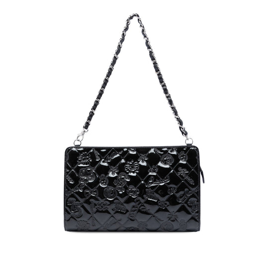 Chanel Quilted Patent Embossed Lucky Symbols Pochette