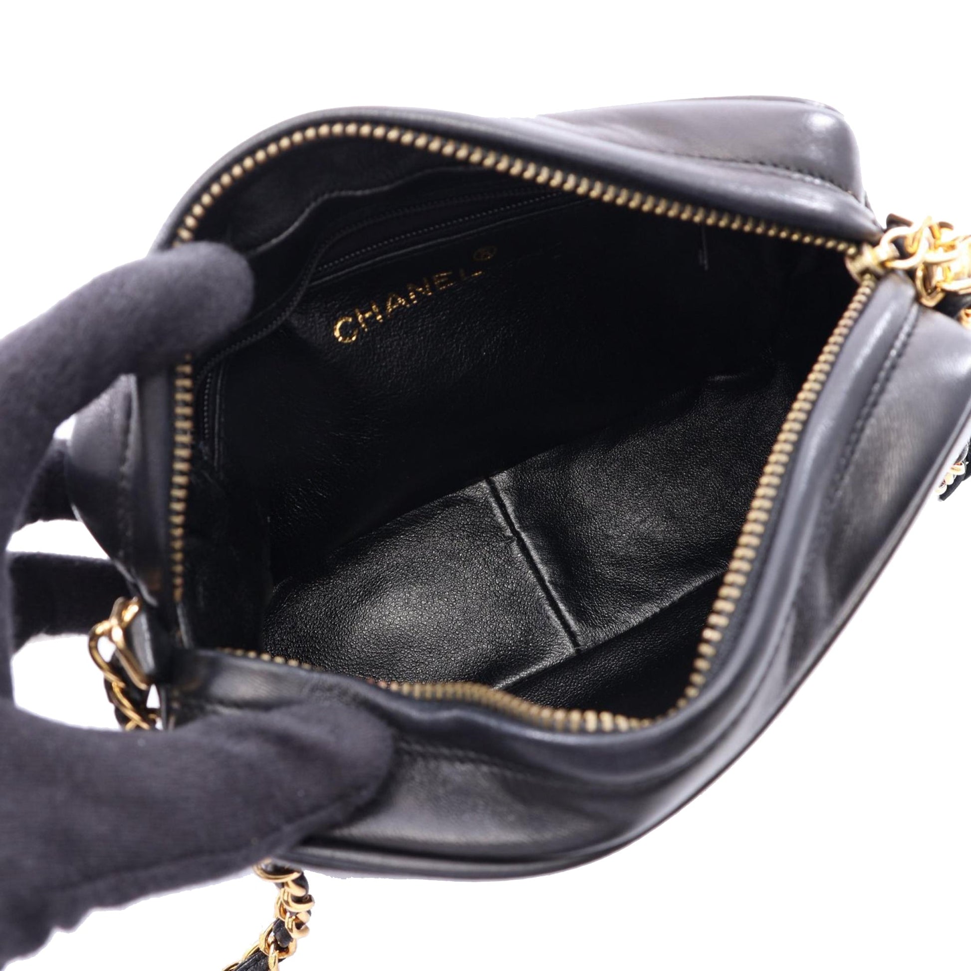 Chanel CHANEL COCO Mark Shoulder Bag Lambskin (sheep leather) Black Used Women
