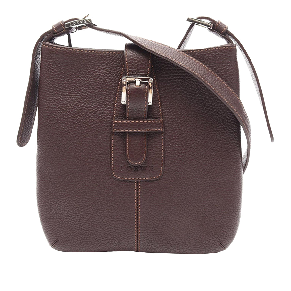 LOEWE Leather Senda Crossbody — Brown