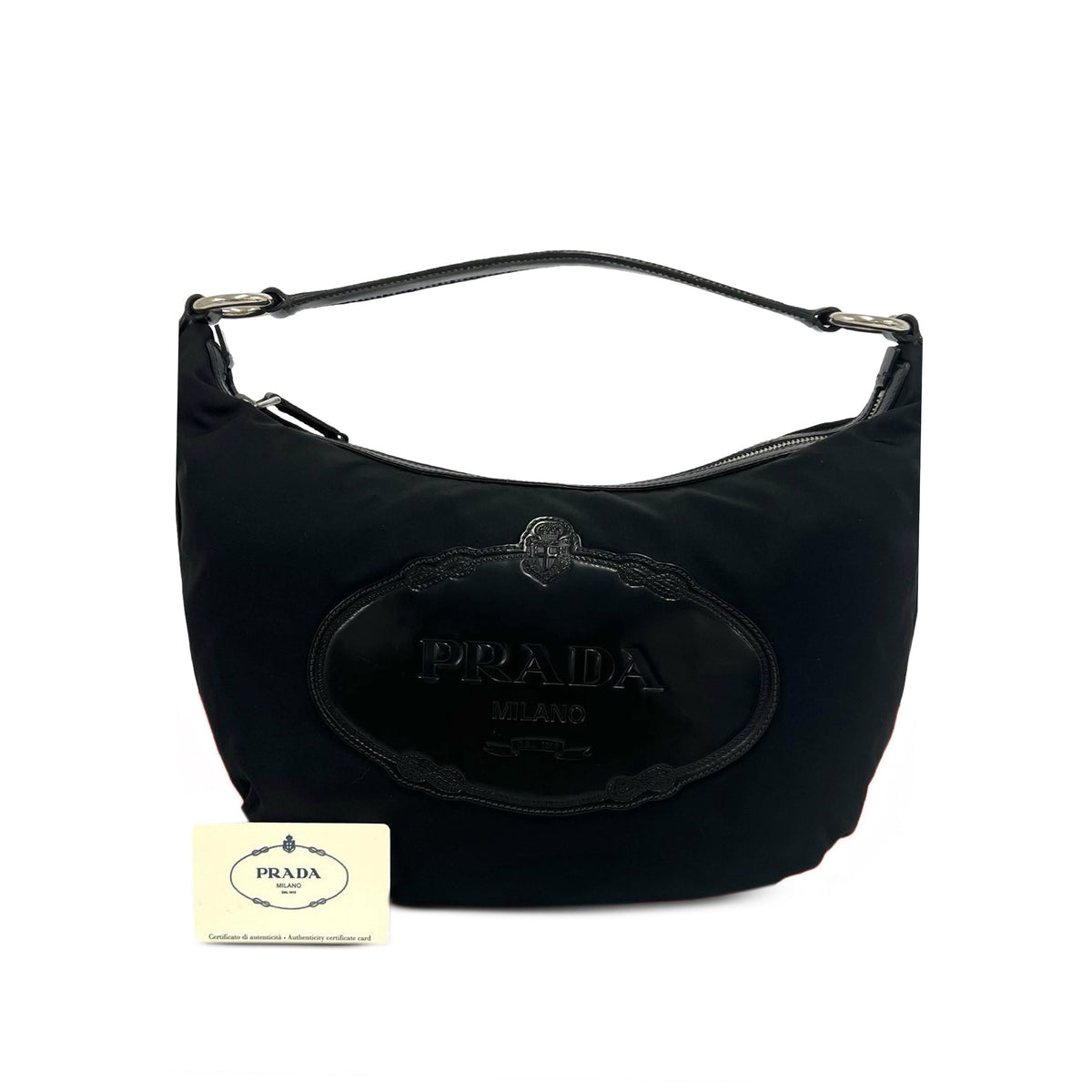 Prada Tessuto Canapa Logo Hobo — Black