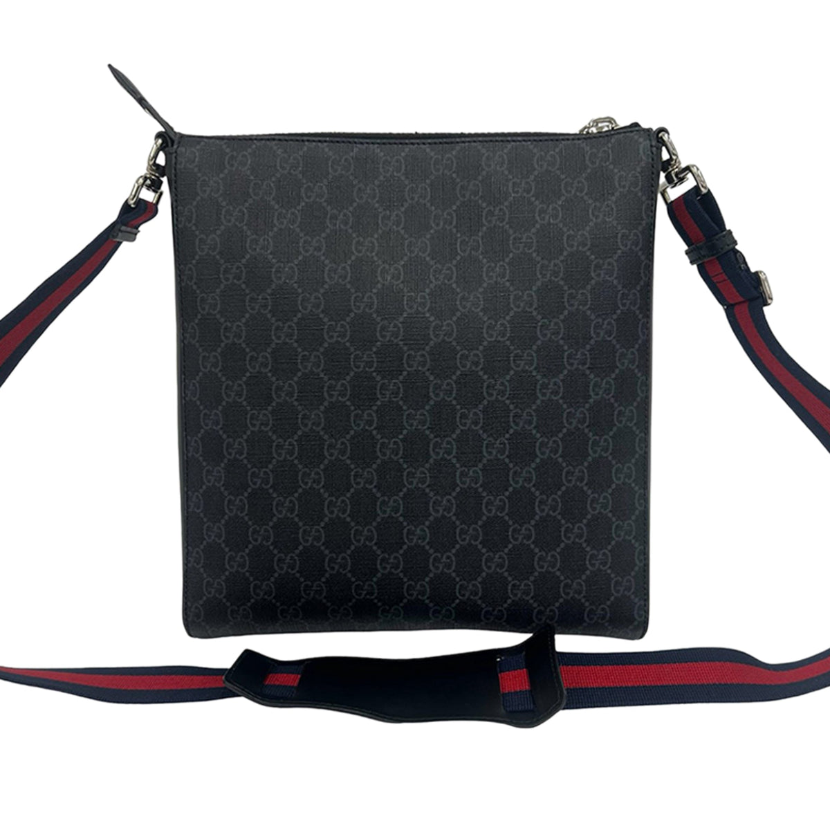 Gucci Medium GG Supreme Web Messenger Bag — Black