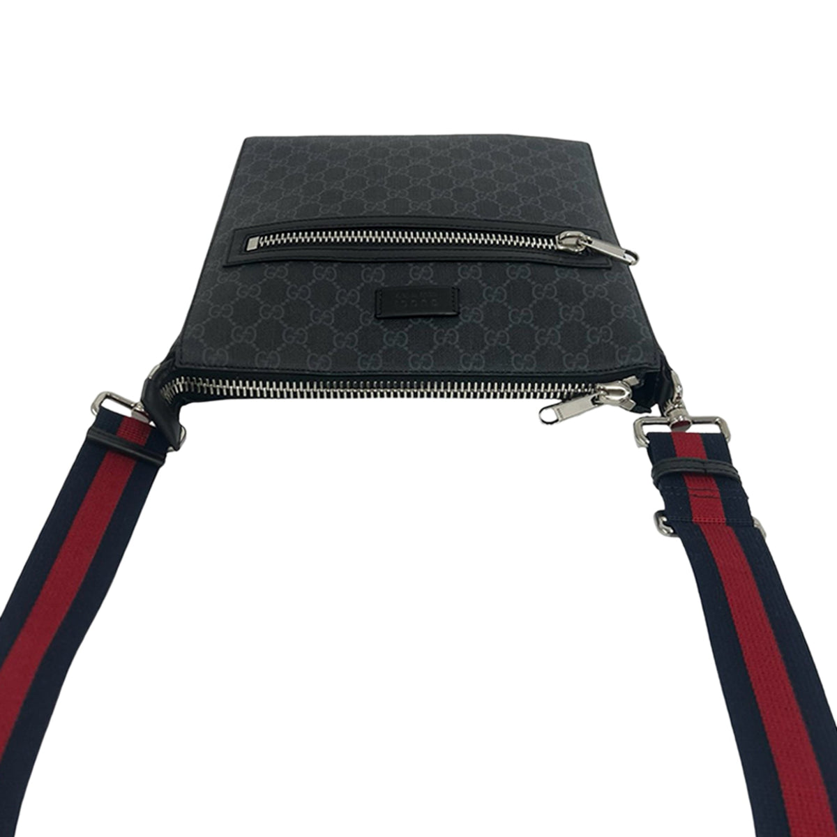 Gucci Medium GG Supreme Web Messenger Bag — Black