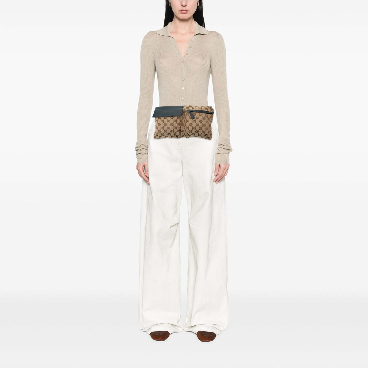 Gucci GG Canvas Web Double Pocket Belt Bag