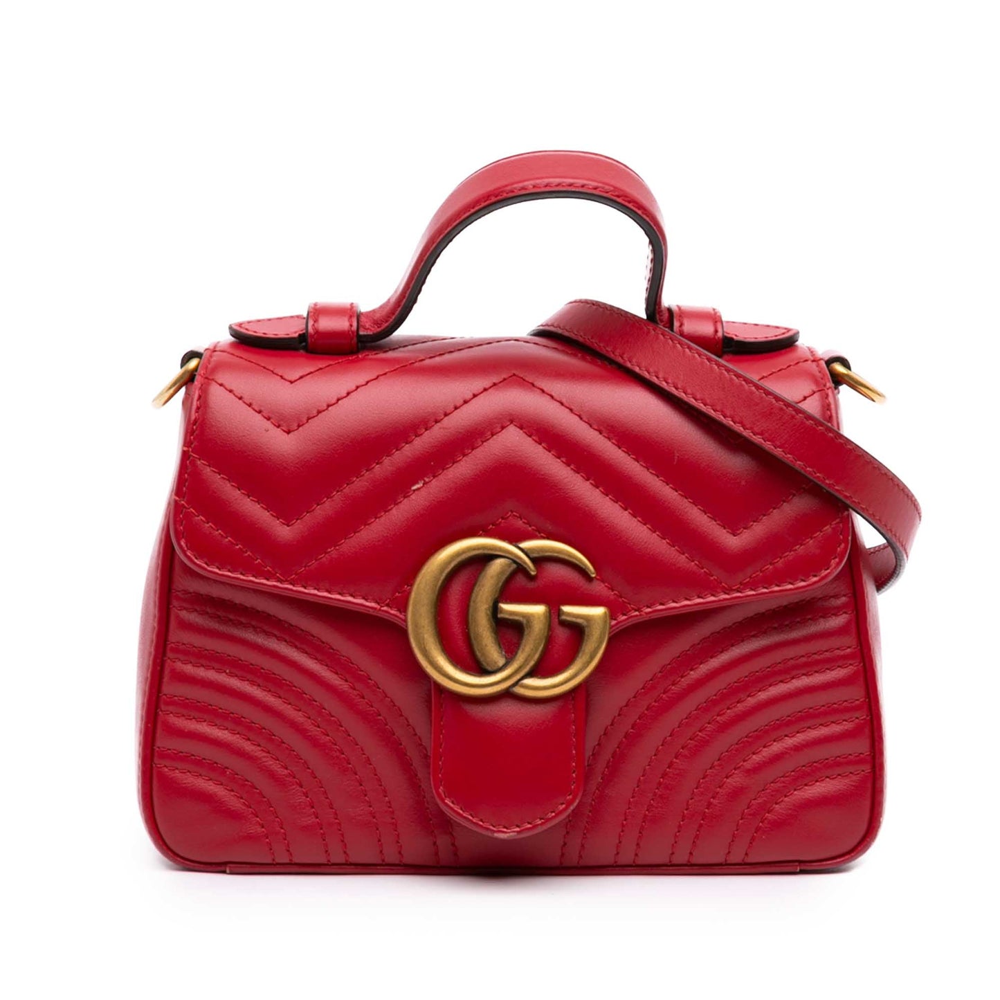 Gucci Mini GG Marmont Matelasse Leather Top Handle Bag