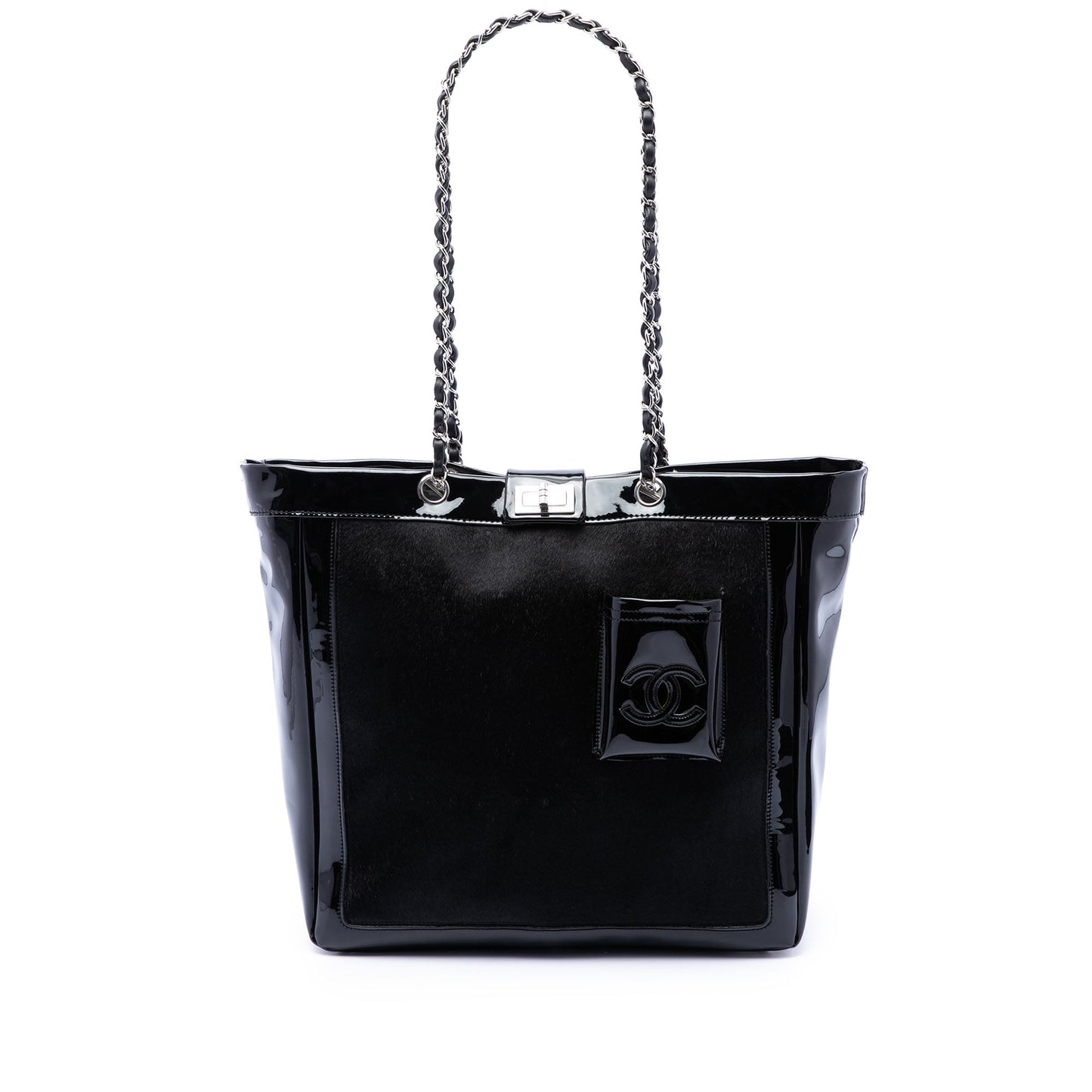 Chanel Pony Hair and Patent Mademoiselle Turnlock Tote