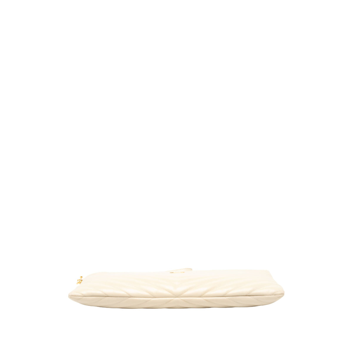 Saint Laurent Chevron Calfskin Monogram Tablet Pouch — White