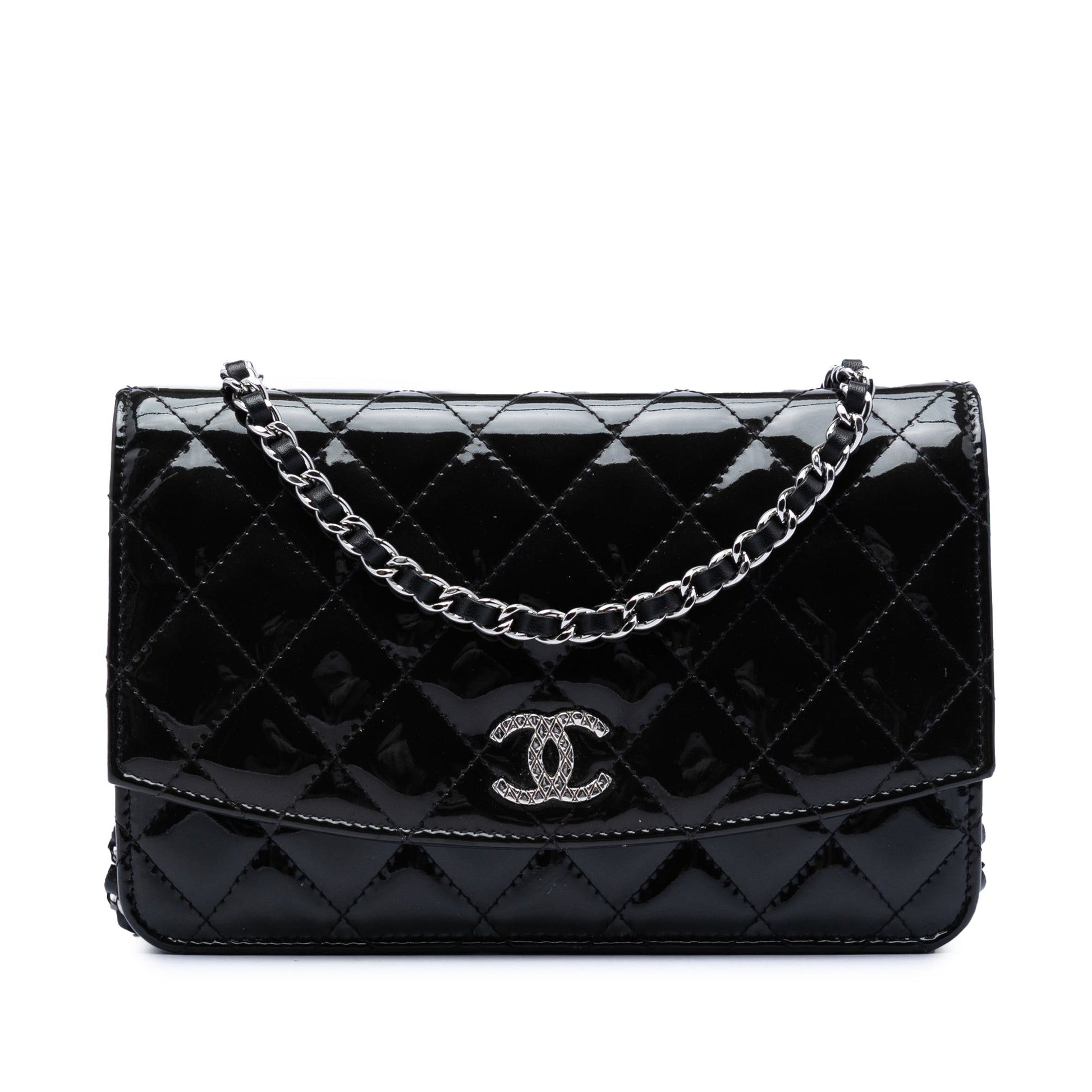 Chanel CC Quilted Patent Brilliant Wallet On Chain