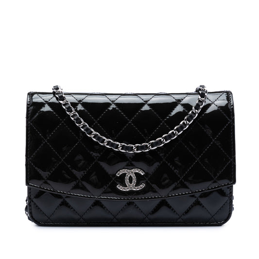 Chanel CC Quilted Patent Brilliant Wallet On Chain