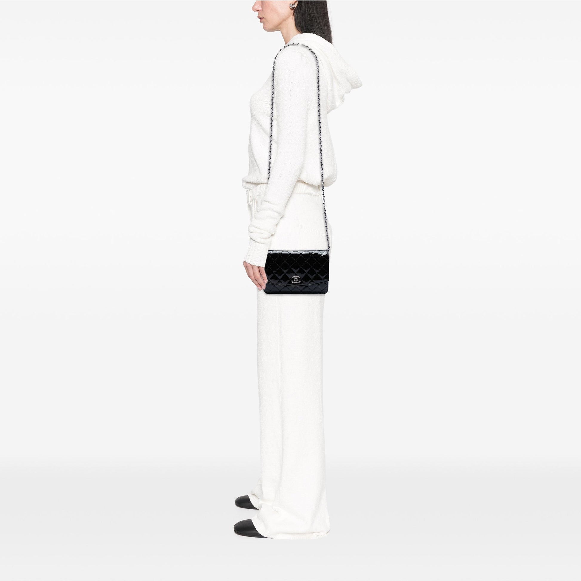 Chanel CC Quilted Patent Brilliant Wallet On Chain